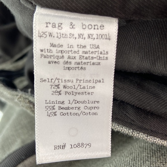 Rag and Bone gray with black tuxedo stripes. Front zipper, two pockets. Like new - Picture 4 of 4